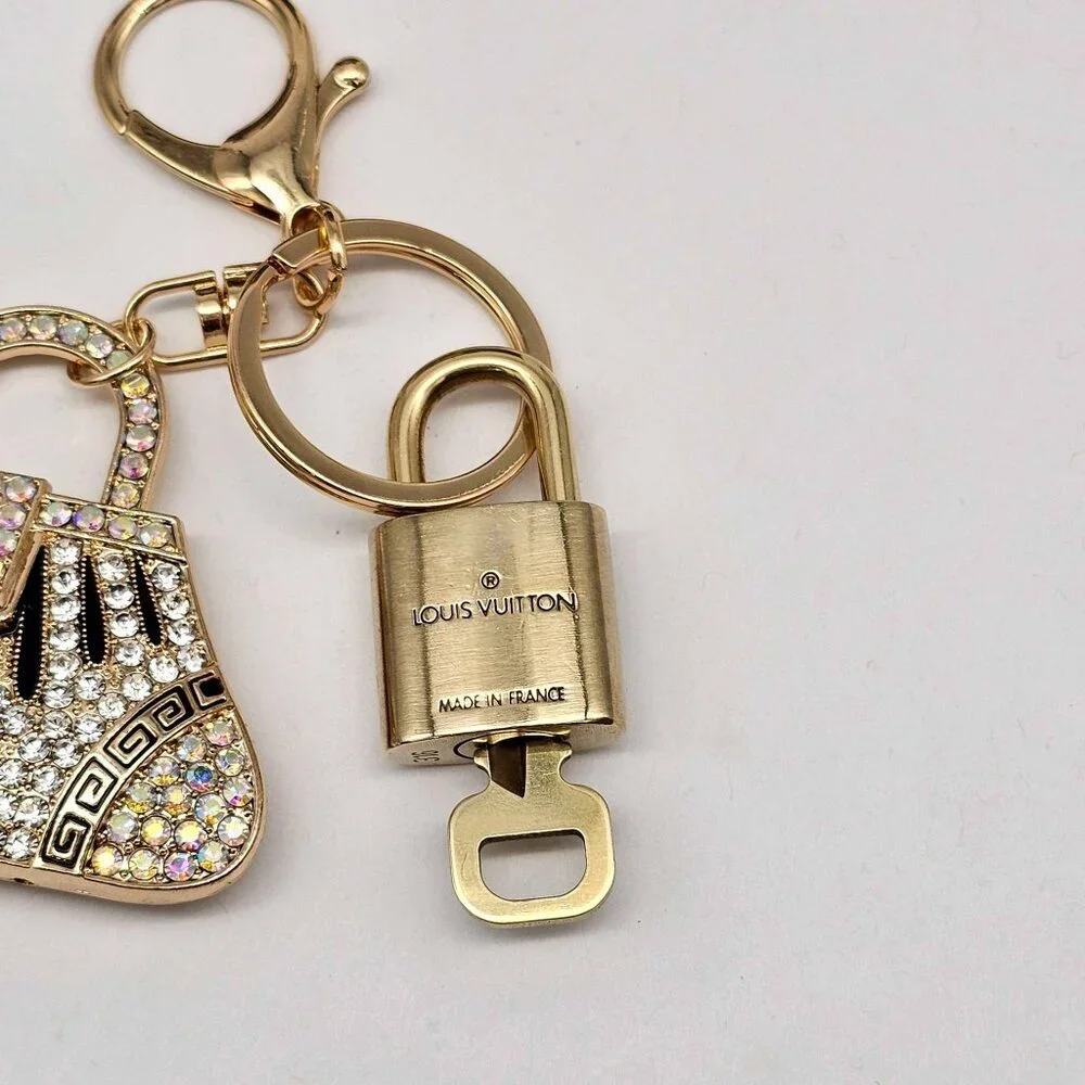 Authentic LV Gold Padlock & Key 🔑 Bag Charm / Unbranded Bag Keychain Combo